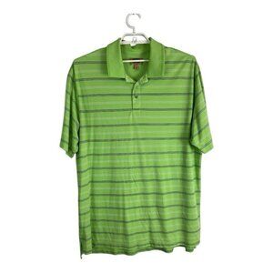 Foundry Mens Polo Shirt Size 3XLT Tall Green Stripes Button Short Sleeve